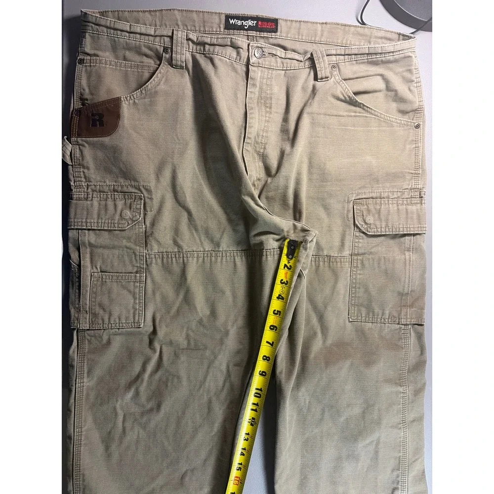Wrangler RIGGS Workwear Cargo Pants Mens 42x32 Brown Ripstop Relaxed Fit 3W060BR